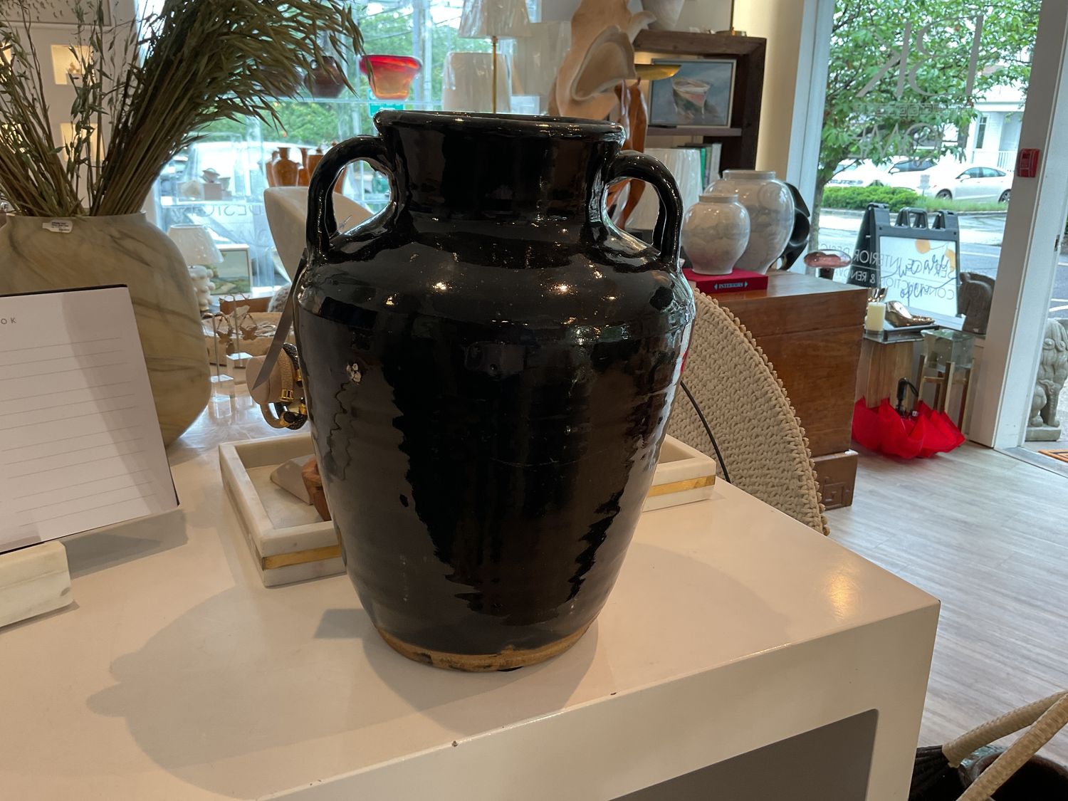 Food Jar Black, Two-Handled, 13.5” H x 10&quot; W