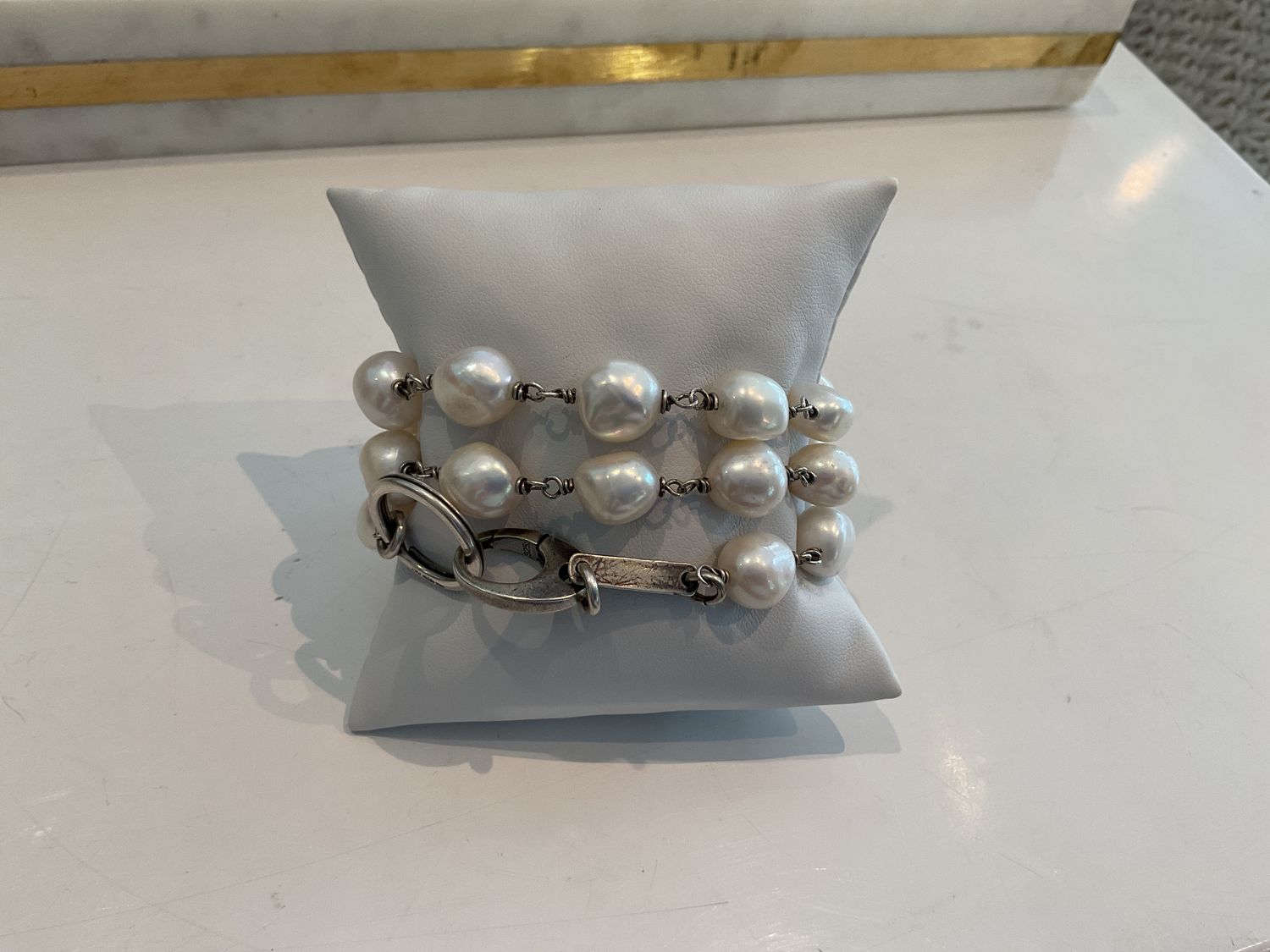 Bracelet, Pearl Triple Wrap, Sterling Clasp