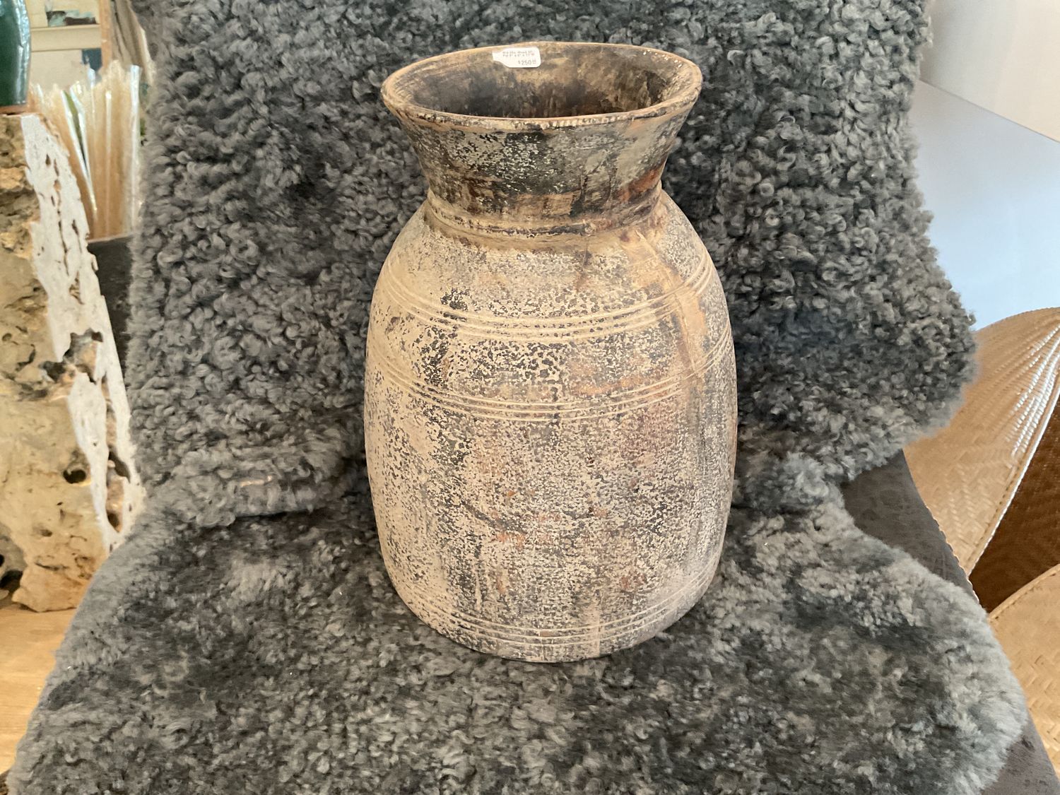 Mid 20c. Wood Oil Pot 8&quot; x 8&quot; x 11&quot;W