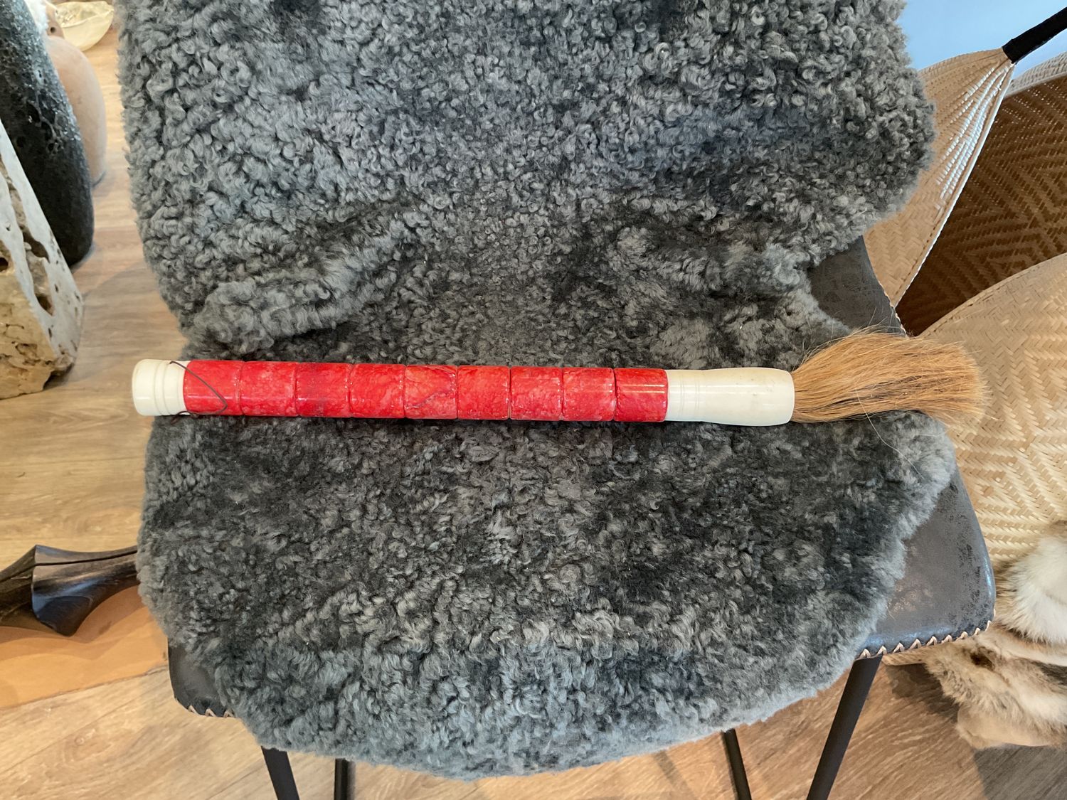 Calligraphy Brush, Red Stone Sheep / Goat Bristles 20&quot;