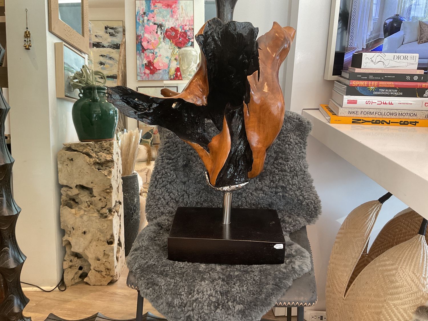 Metallurgy Wood Sculpture, 23 x 8 x 21&quot;h