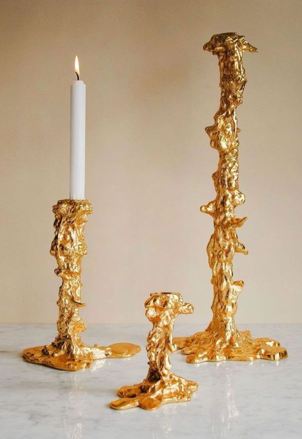 Drip Candle Holder, Gold, Med., 10&quot; H