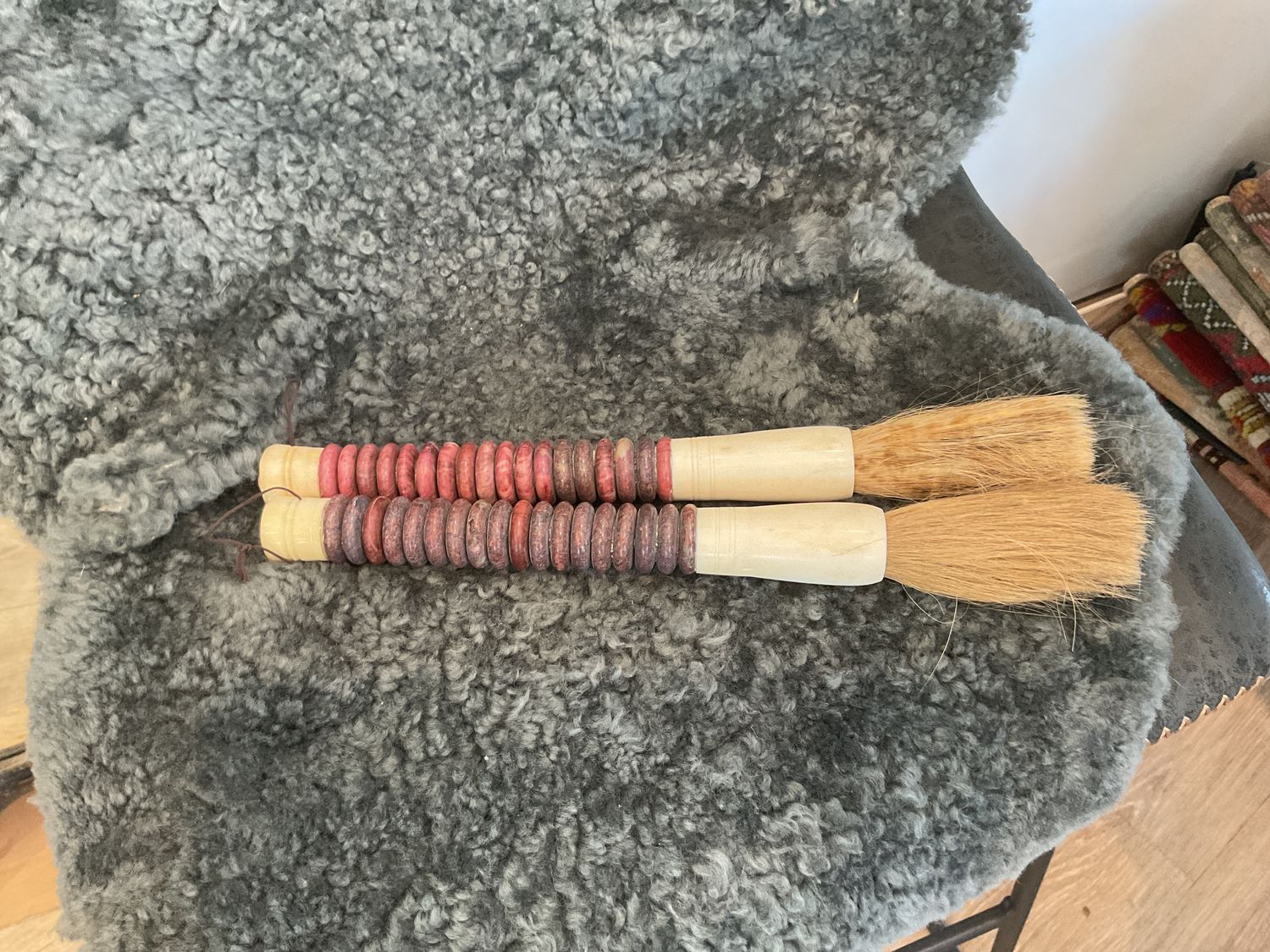 Calligraphy Brush, Red Stone 18 Ring Sheep or Goat Bristles