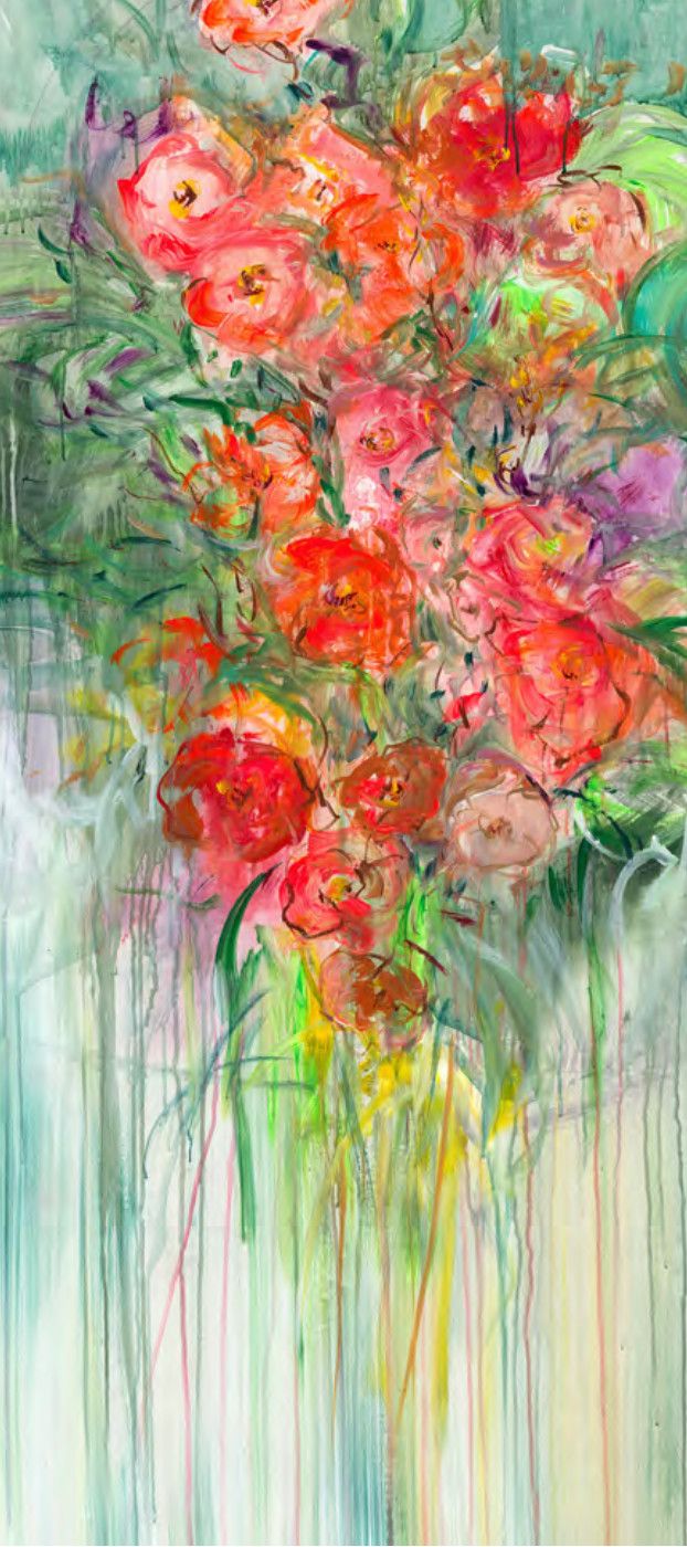 Original Art, &quot;My Rather&quot;, 27&quot; x 60&quot;, Kelly O&#39; Neal Mixed Media, Loose Canvas TBF French Oak Light Walnut