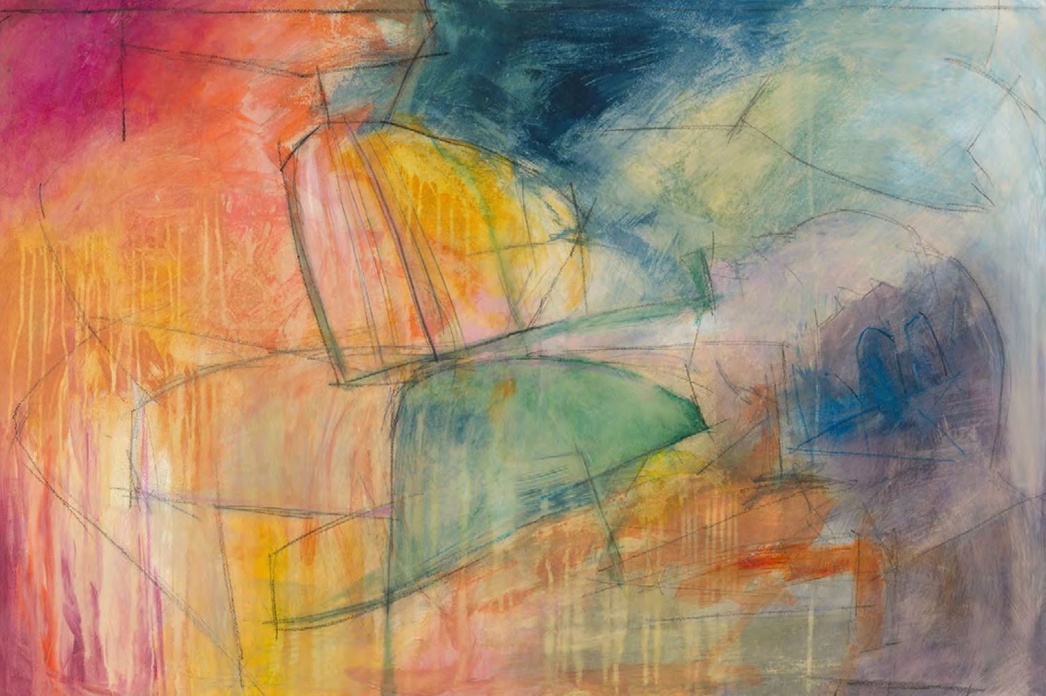 Original Art, &quot;Shape Sound&quot;, 48&quot; x 32&quot;, Kelly O&#39; Neal Mixed Media, Beverly Ash Frame