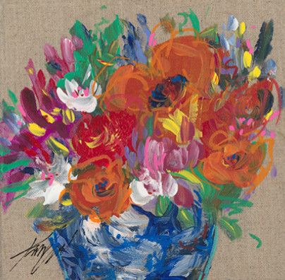 Original Art, Florals on Canvas, 6&quot; x 6&quot;, Kelly O&#39; Neal Mixed Mediums
