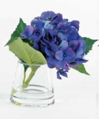 Dark Blue Hydrangea in Glass Vase, 8&quot;H x 8&quot;W x 8&quot;D, Faux