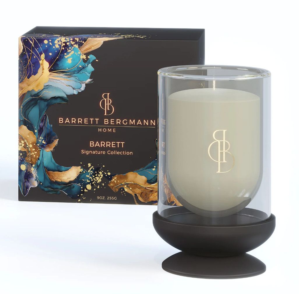 Candle 9oz Juniper Berries Spicy Notes, Barrett, Glass w/Base