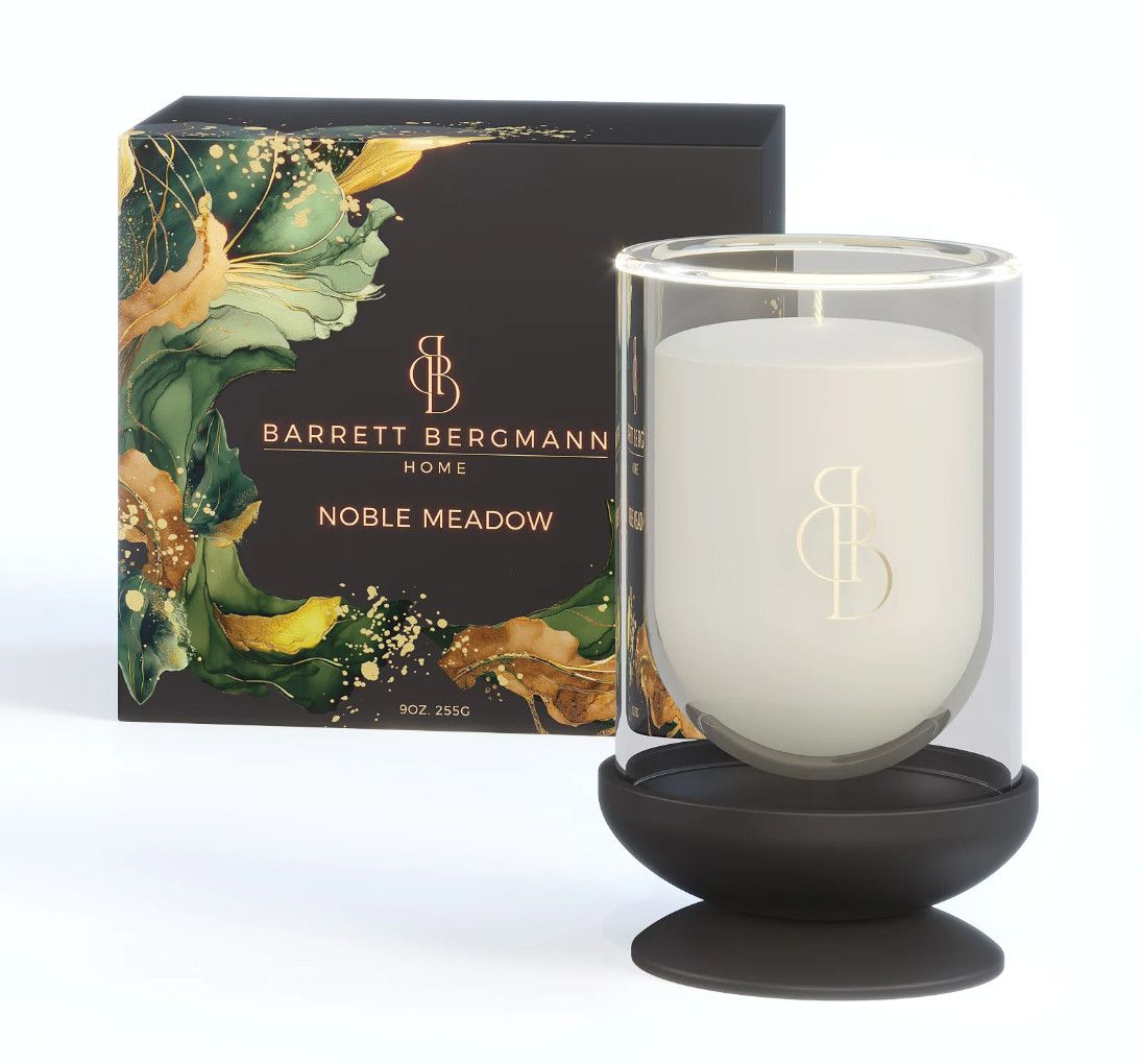 Candle, 9oz Scents of Jasmine NM Glass w/ Black Base