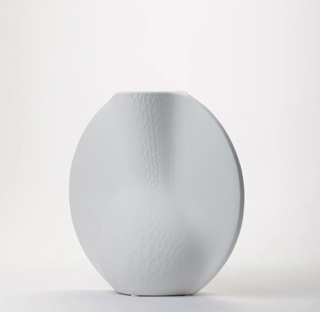 Vase, 11.81&quot;L x 5.12&quot;W x 10.63&quot;H, White Flowing Vase with Curves