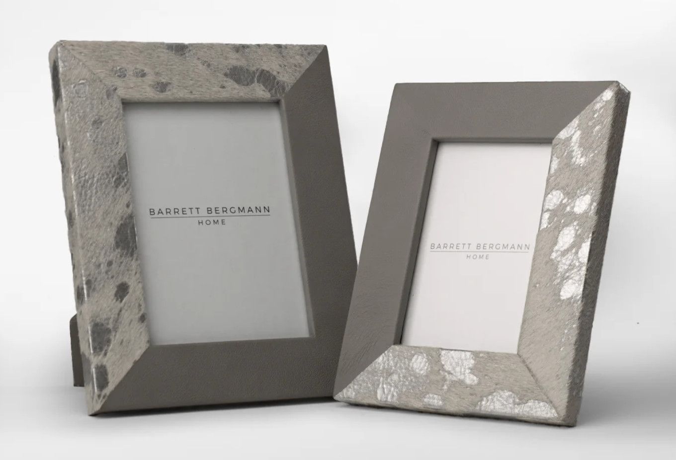 Frame, Small, Smooth Gray Leather Finished with Hide