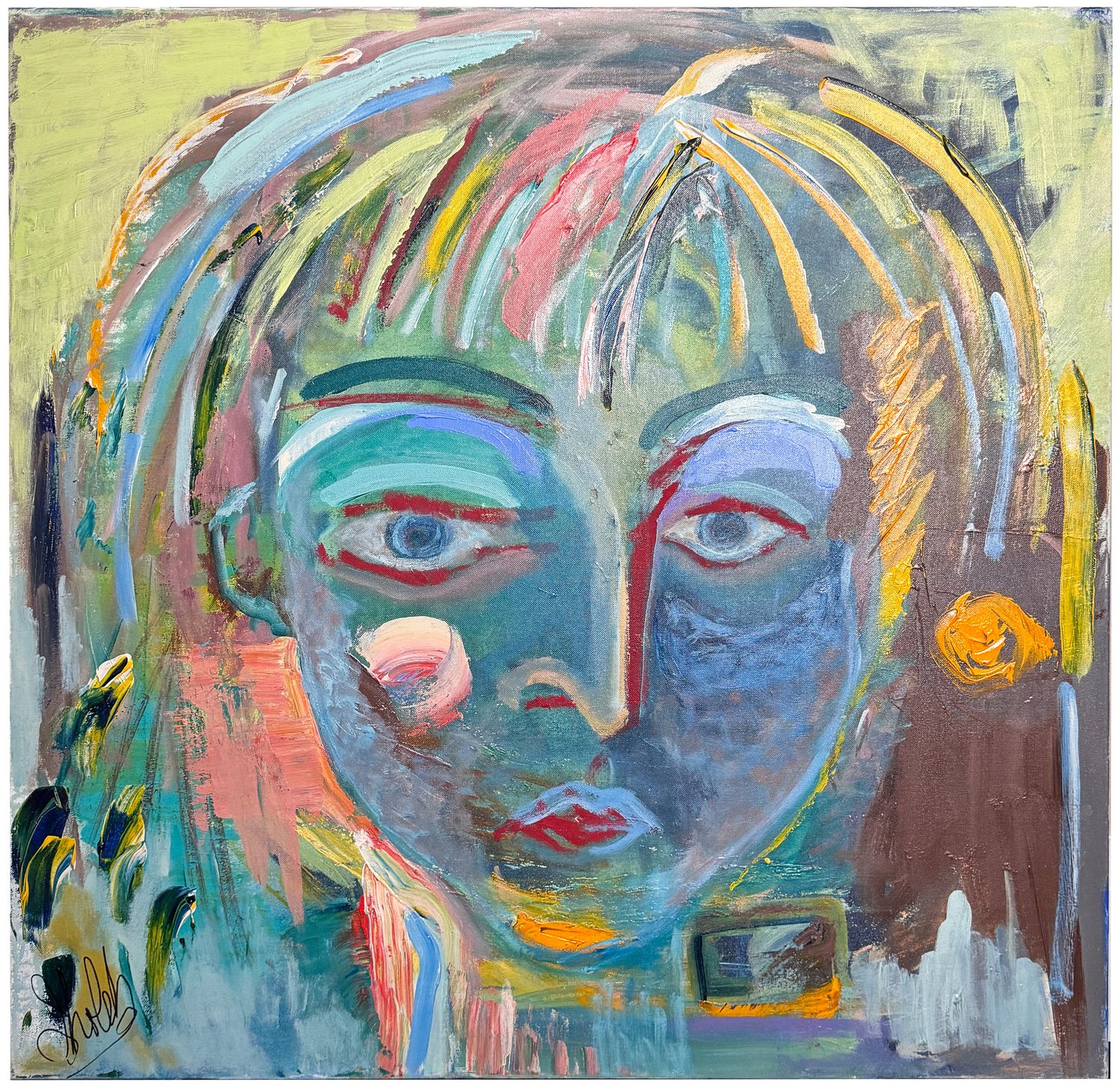 Original Art by Sholeh Janati, &quot;Woman of Strength&quot;, Mixed Media on Canvas, 36&quot; x  36&quot;