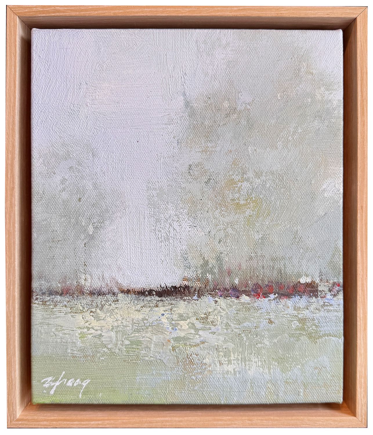 Original Art Soft Landscape, 8&quot; x 10&quot; Zhang, bleached wood frame