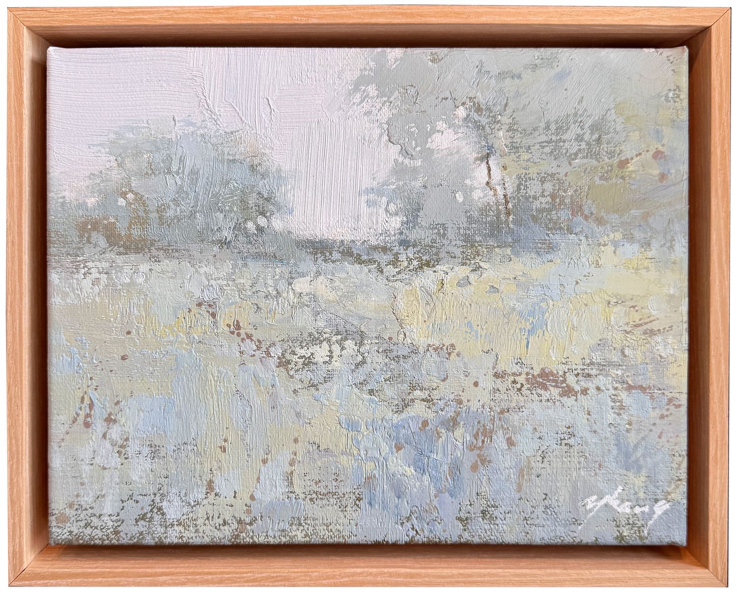 Original Art Muted Landscape, 8x10, Zhang, Bleached Wood Frame