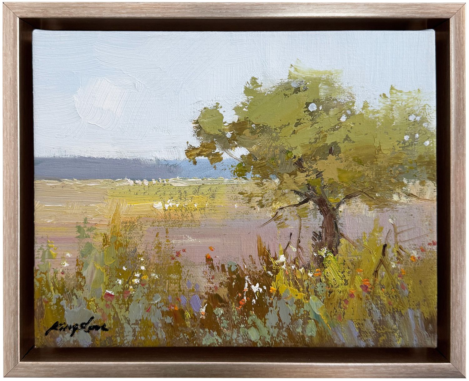 Original Art Landscape, 8 x 10, Kingston, Brushed Champagne Metallic Finish Frame