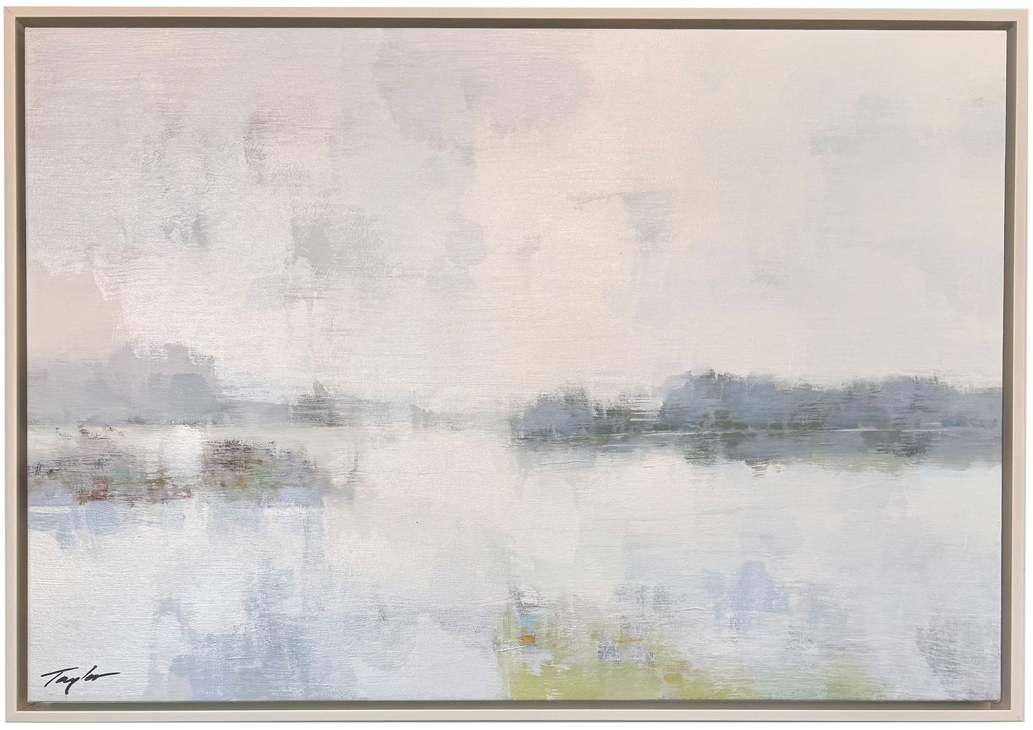 Original Art, 24x36, White Frame, Lake Reflection with Tree