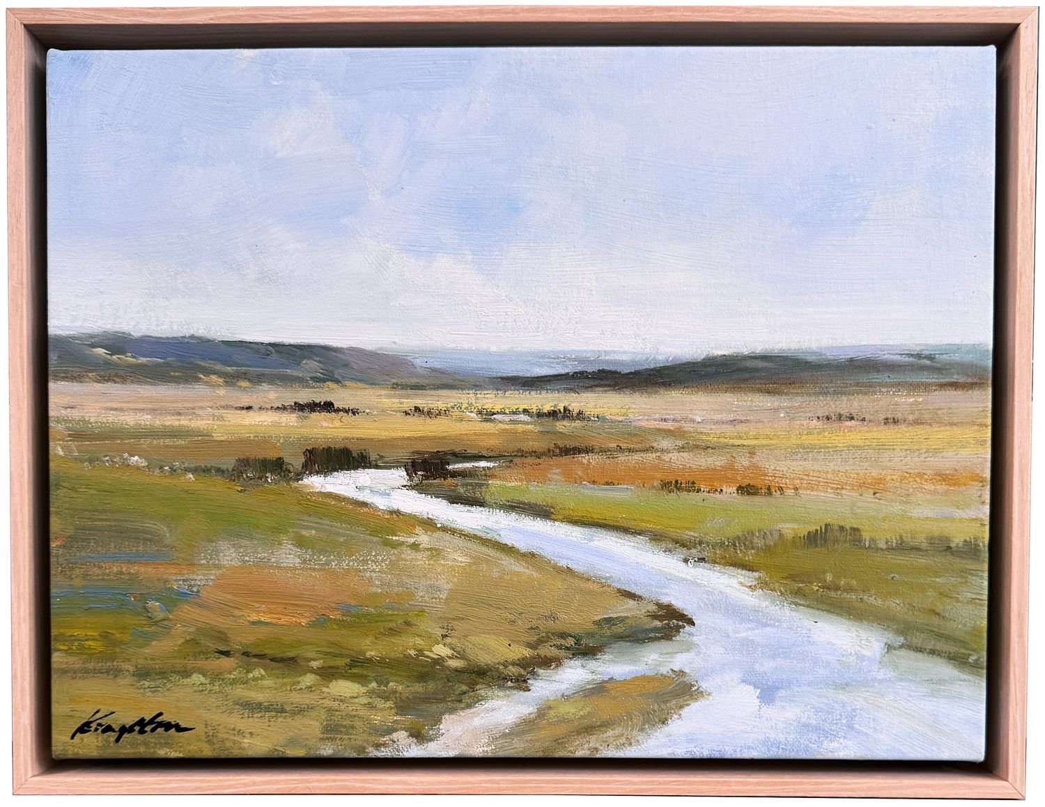 Original Art, 12x16, River Valley with Grassy Horizons