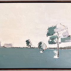 Original Art, 24x36, Brown Frame, Abstract Landscape w/ Trees