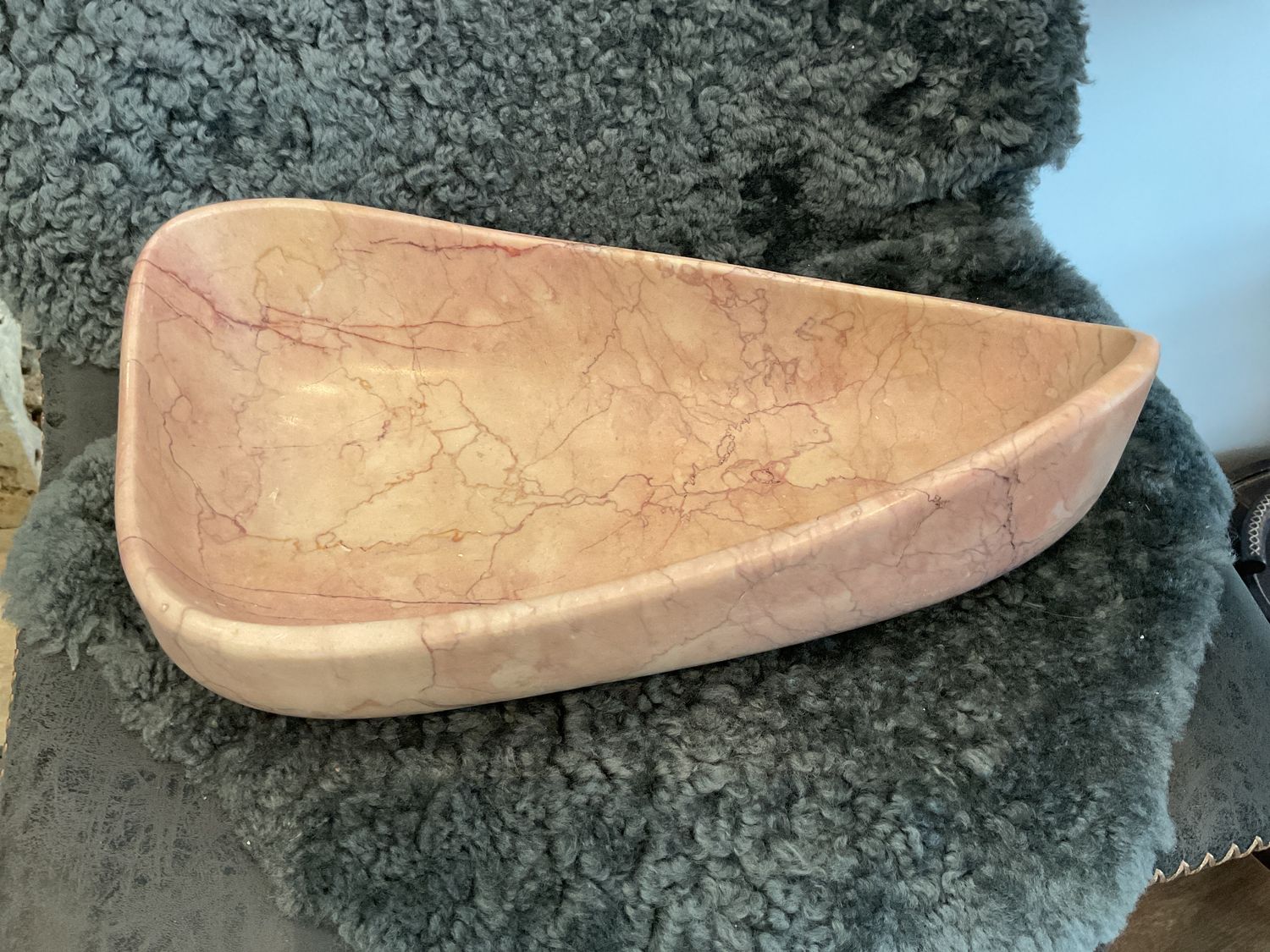 Marble Oblong Blush Bowl 15.25&quot;
