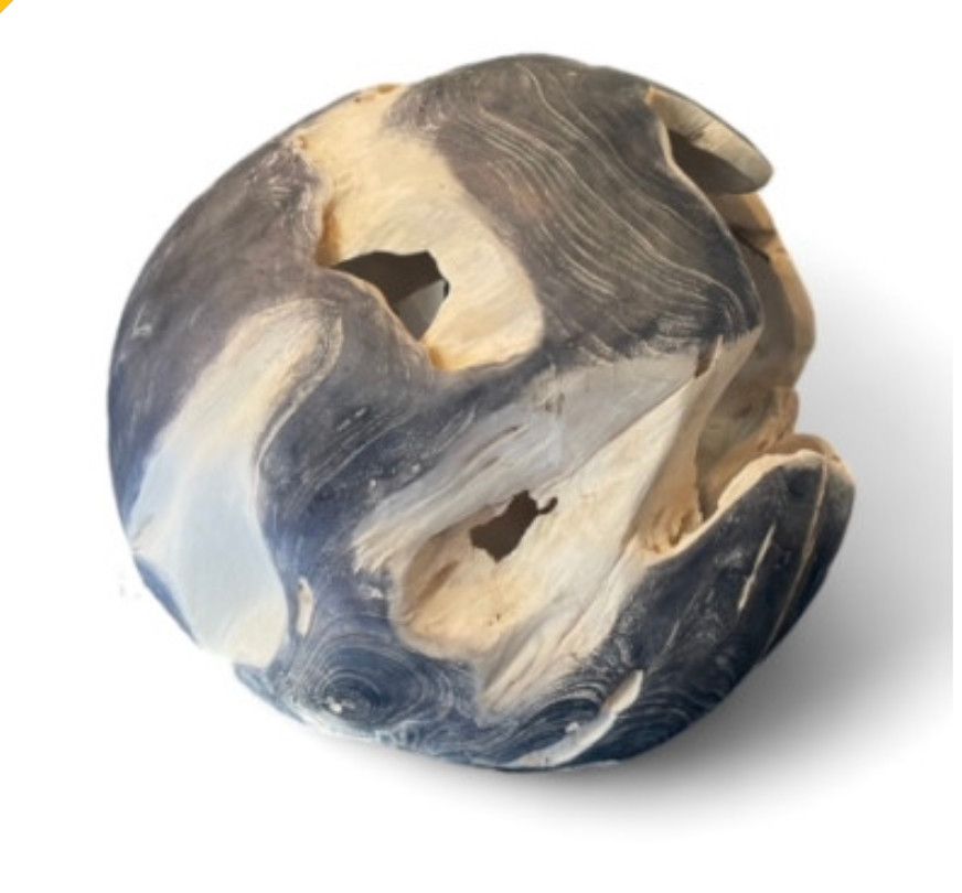 20&quot; Black and Bleached Teak Ball, Bali