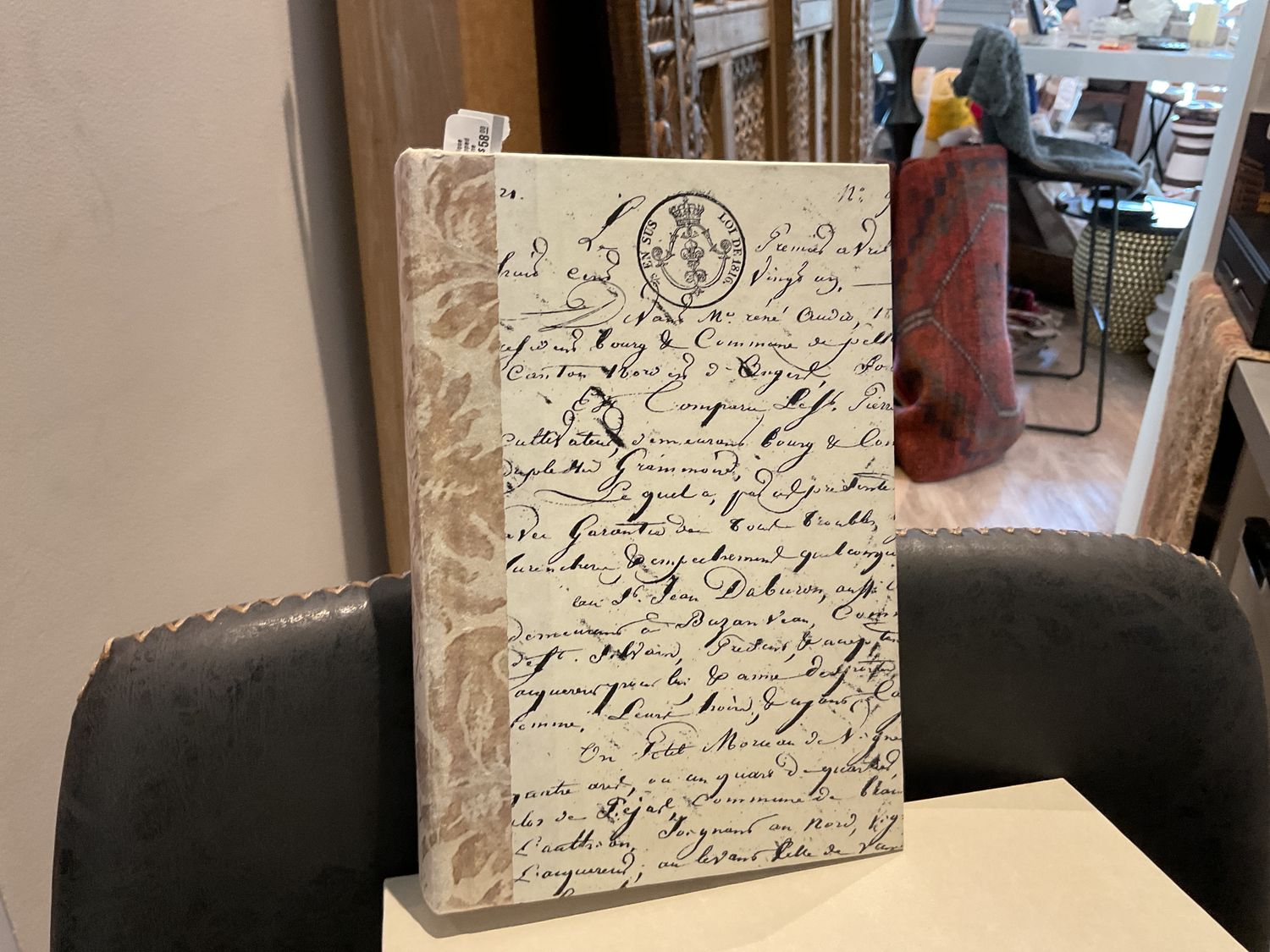 Book Antique Paper Wrapped Pattern Spine