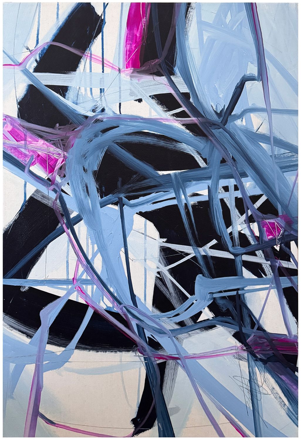 Original Painting Kelly O&#39;Neal Small Abstract Art, 21&quot; W x 33&quot; H, framed
