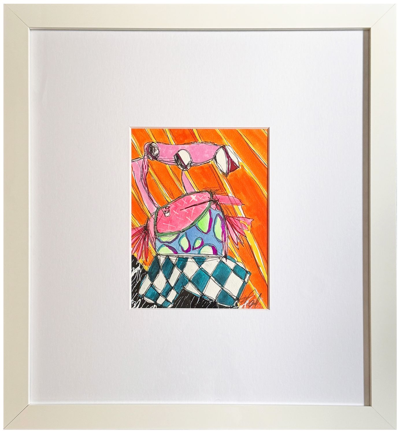 Original Art, 9&quot; x 12&quot;, Art on Matboard, French Oak Short White, Kelly O&#39;Neal Mixed Mediums