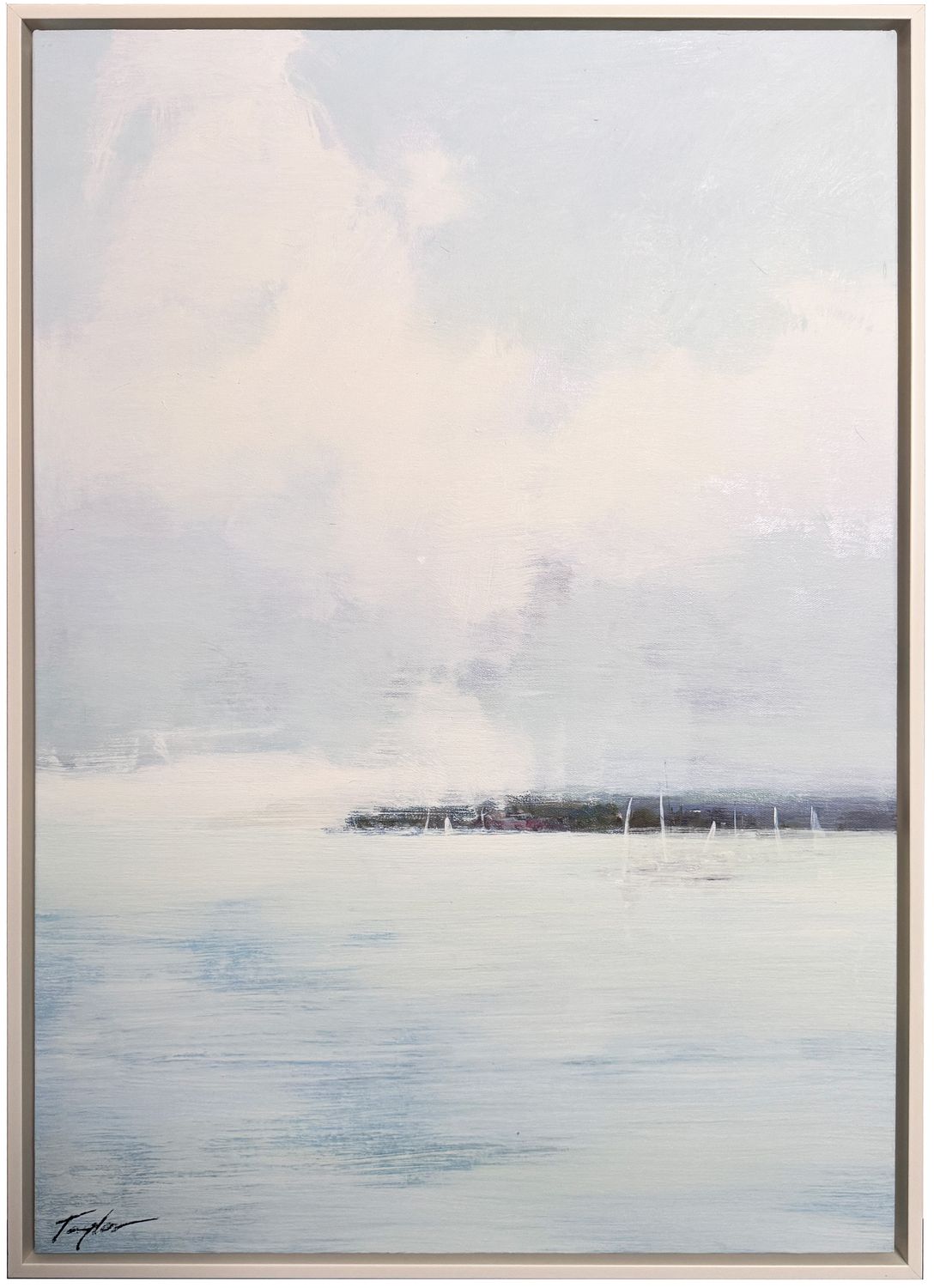 Original Art, 24x36, White Frame, Abstract Landscape of Water