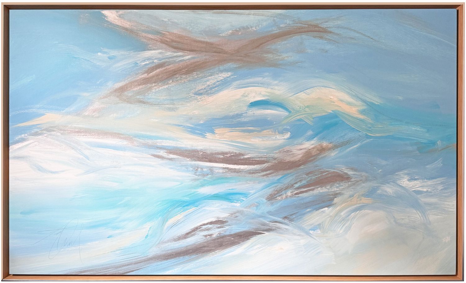 Original Art, &quot;Sand on Surf Study III&quot;, 60&quot; x 36&quot;, Kelly O&#39; Neal Mixed Media, Silver Frame