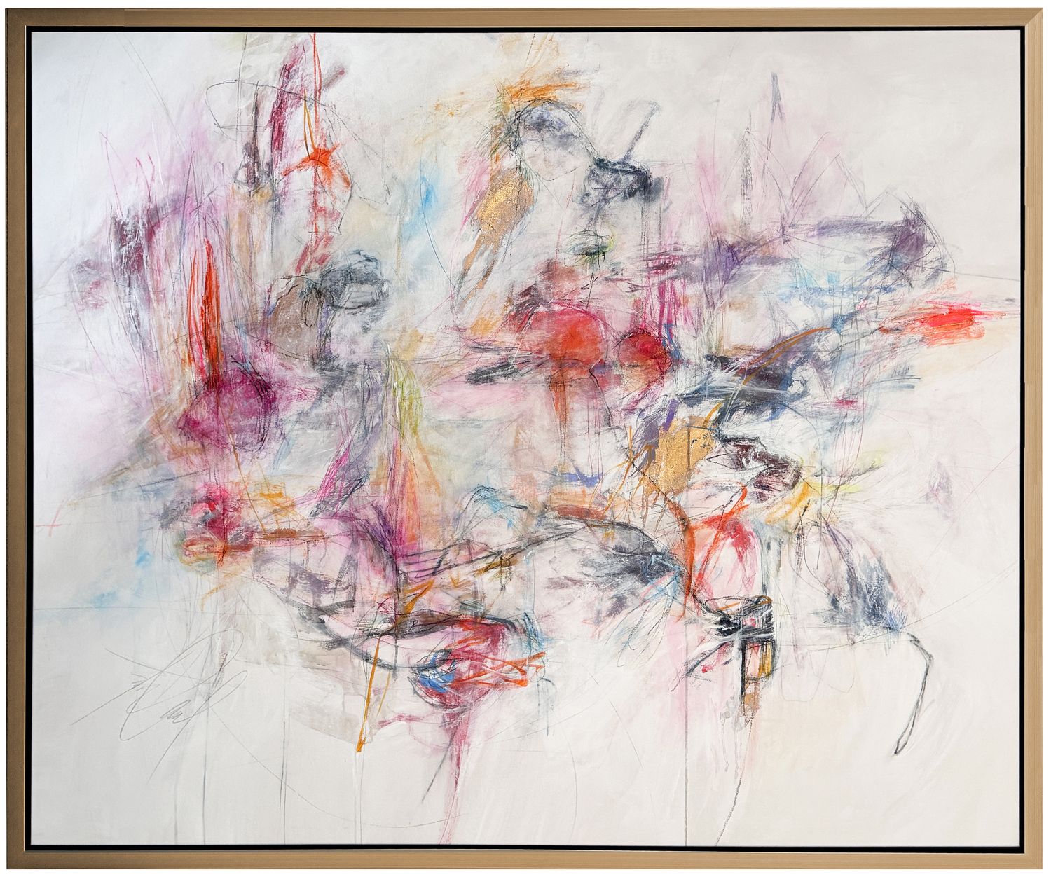 Original Art, &quot;Go Ask Cy&quot;, 60&quot; x 48&quot;, Kelly O&#39;Neal Mixed Media, Silver Frame