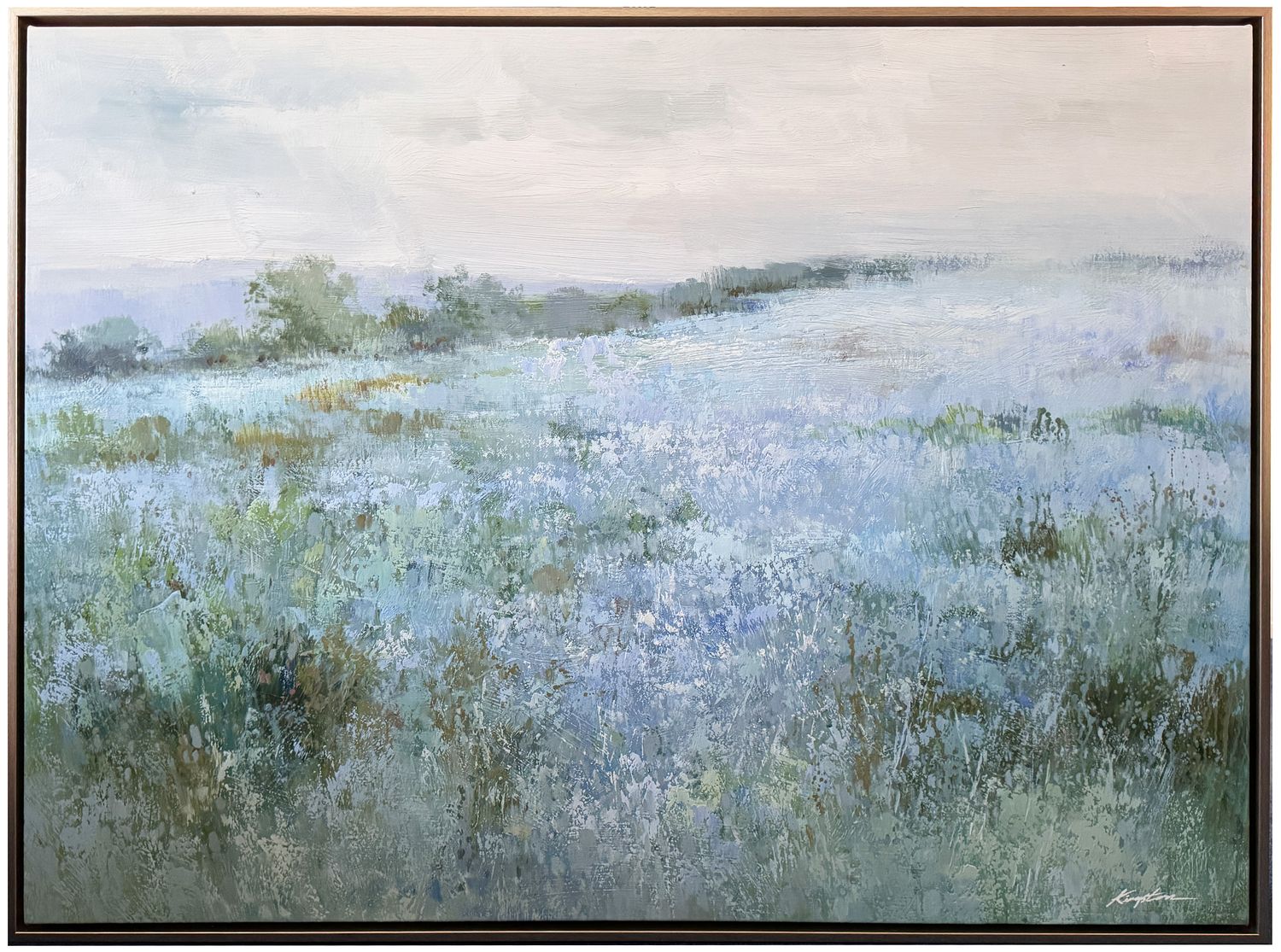 Original Art, 36x48, Polished Frame, Blue Flower Field and Sky