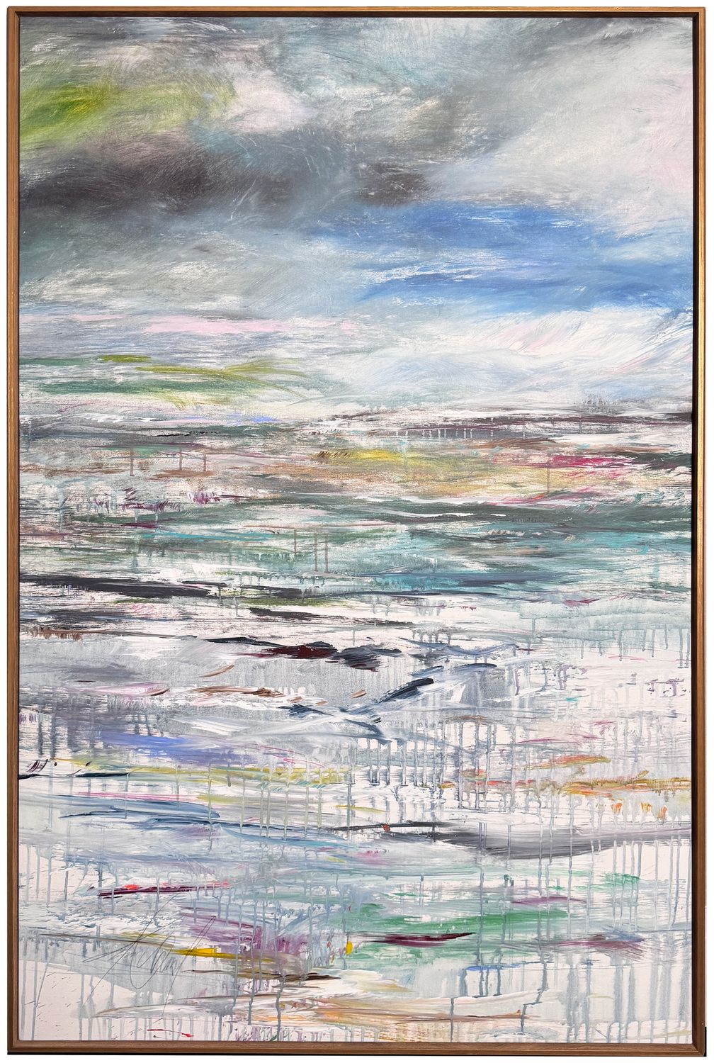 Original Art, &quot;Serendipitous Winds&quot;, 38&quot; x 62&quot;, Kelly O&#39; Neal Mixed Media, Ash Frame