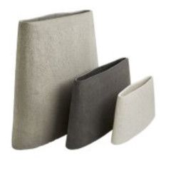 Vase Slender Textured Gray Large 13&quot;H x 4&quot;D x 16.5&quot;W
