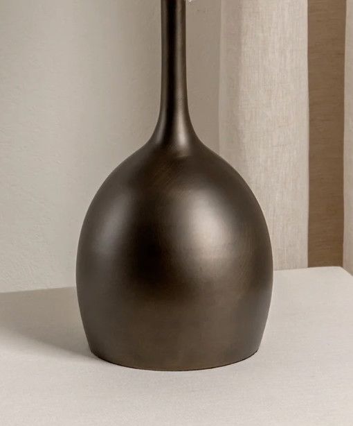 Lamp, Dark Bronze 18&quot;w x 21&quot;h, Ivory Linen Shade