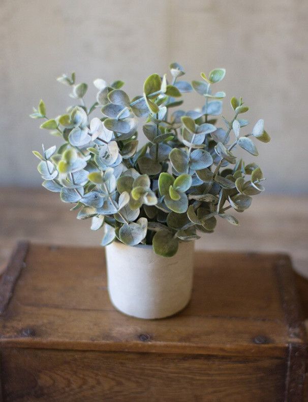 Faux Boxwood Sage Plant in Concrete Pot, 7&quot;