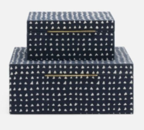 Navy &amp; White Canvas Box, 13&quot; x 10&quot; x 5&quot;, Large