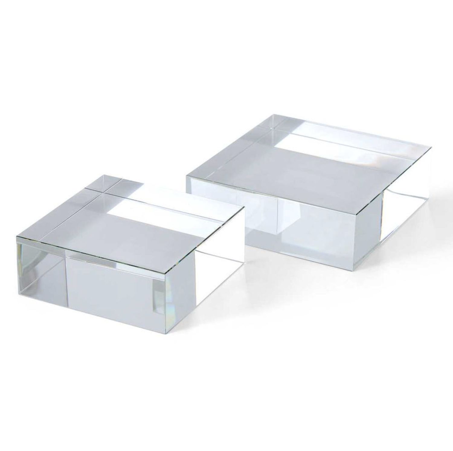 S/2 Crystal Square Risers/Sculptures 6&quot;W X 2&quot;H X 6&quot;D