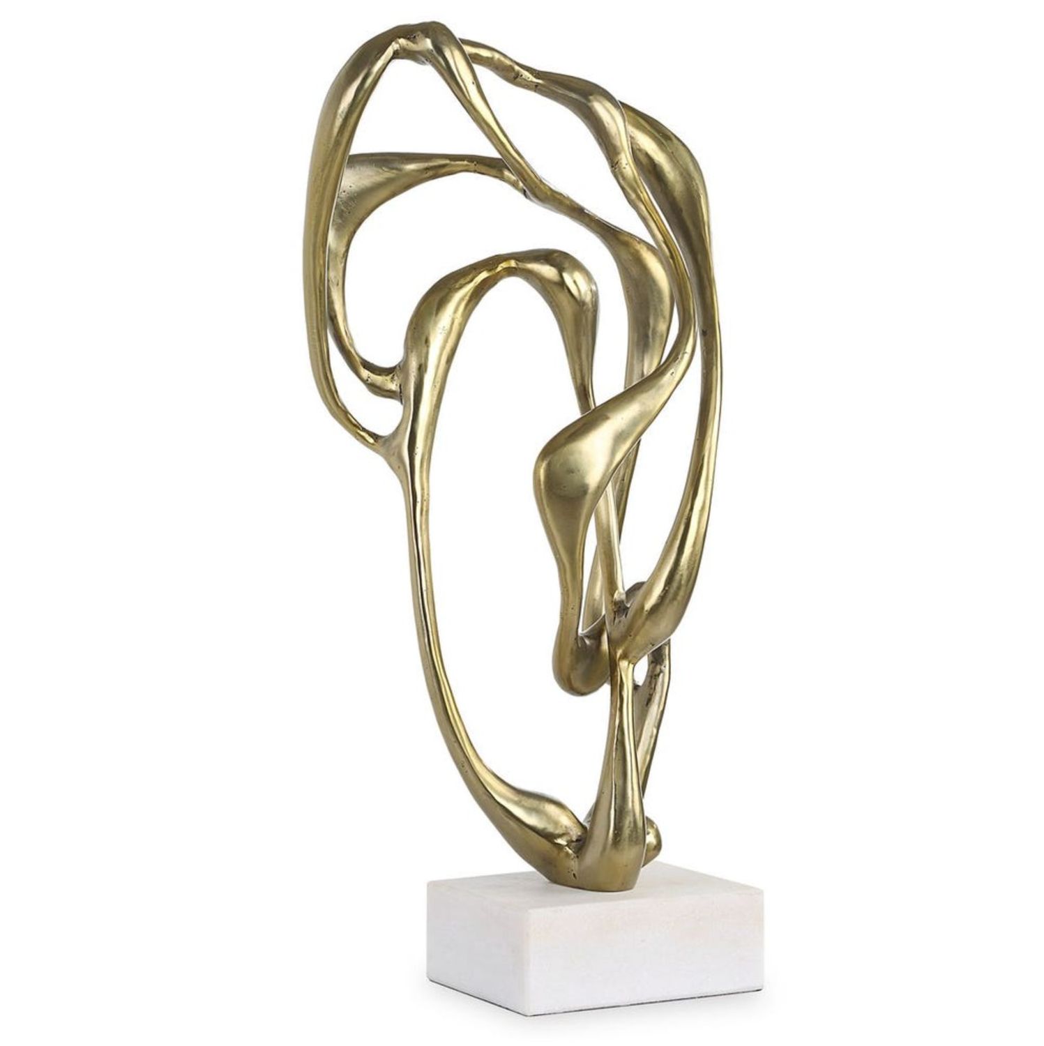 Sculpture in Tangled Pattern Antique Brass &amp; Honed Marble 9&quot;W X 19&quot;H X 6&quot;D