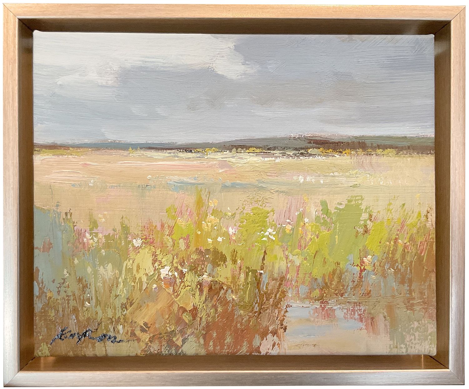Original Art Landscape, Kingston 8x10, brushed champagne metallic frame