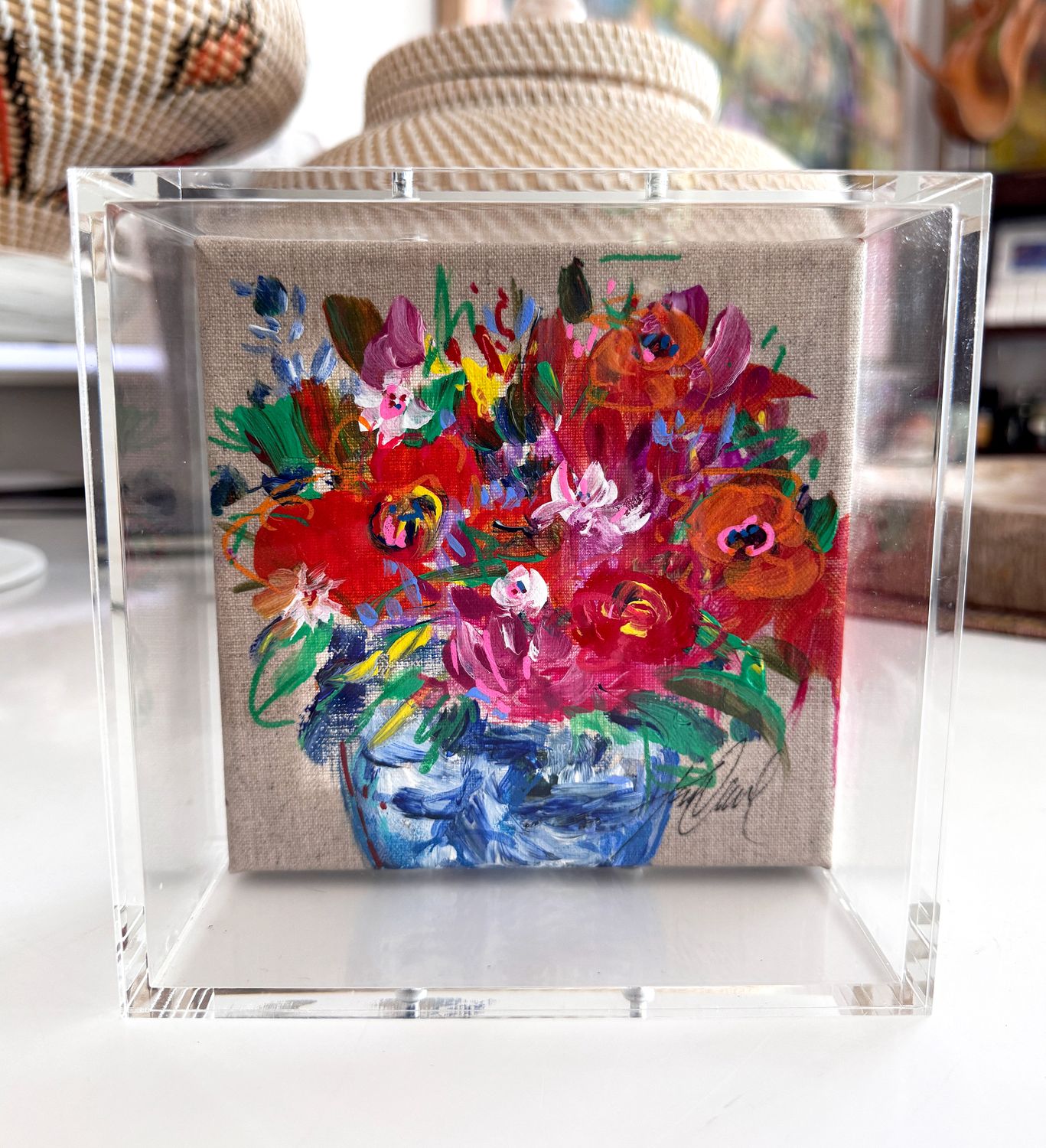 Original Art, Florals on Canvas, 6&quot; x 6&quot;, Kelly O&#39;Neal Mixed Mediums