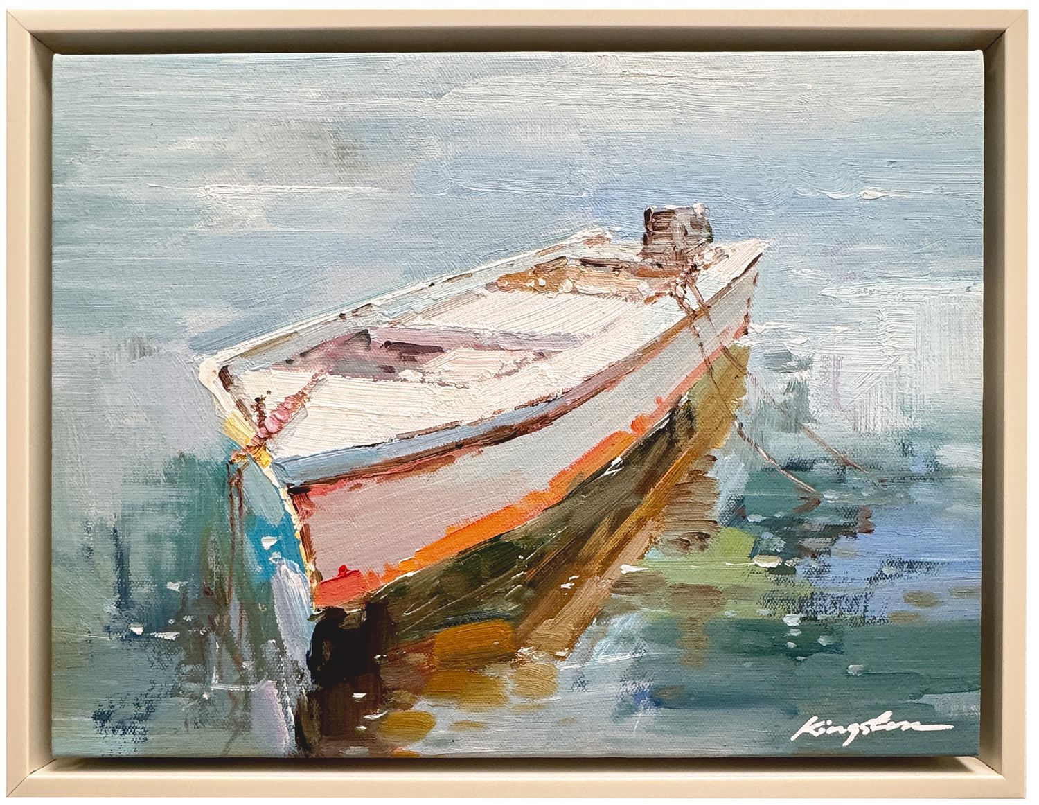 Original Art, “Dinghy II”, 12” x 16”, Ivory Lacquer Frame