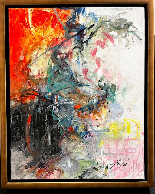 Original Art by Kelly O&#39;Neal, Mixed Media on Canvas, Classic Gold Frame, 12.5&quot; x 15.5&quot;