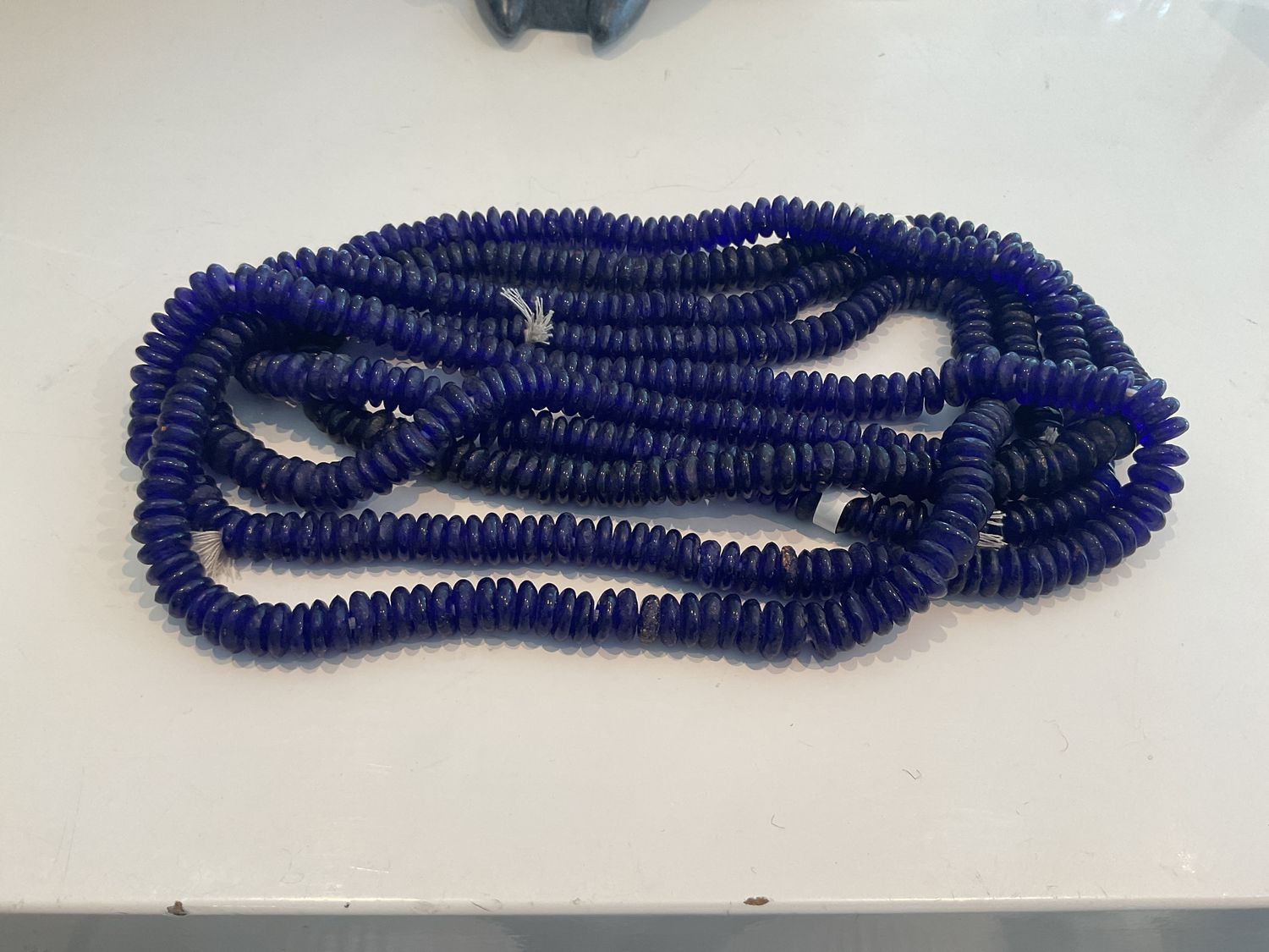 Sea Glass Beads Strand Blue