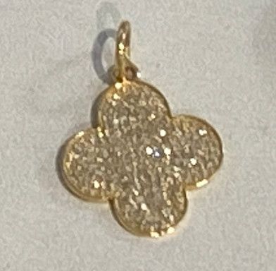Charm, 14k pave diamond quatrefoil