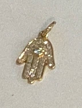 Charm, 14k Pave Hamsa with center Diamond