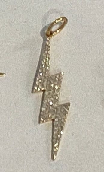 Charm, 14k pave Lightning Bolt