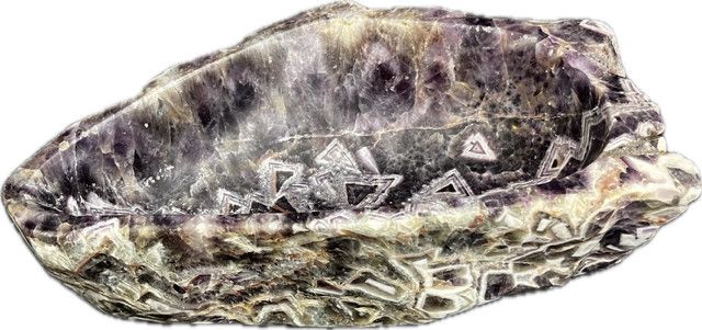 Unusual Amethyst Fossilized Bowl 11&quot;x6x3 Polished &amp; Raw