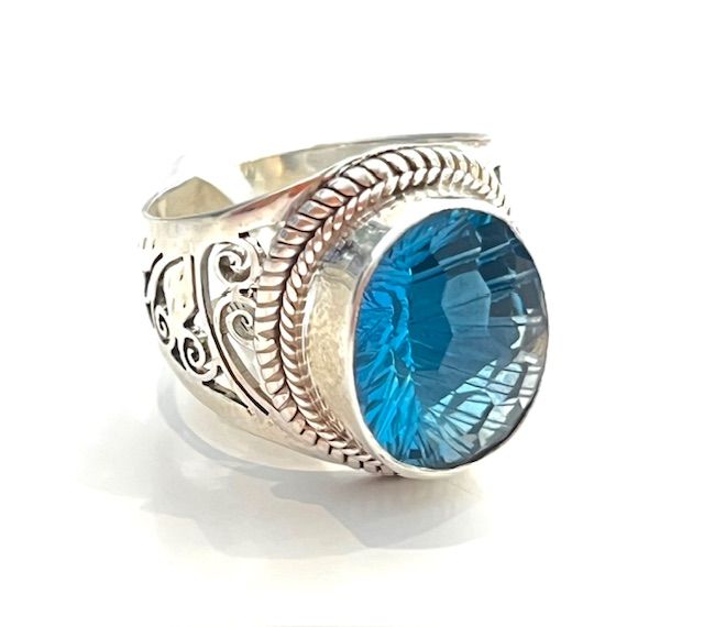 Ring, London Blue Topaz, Sterling Silver
