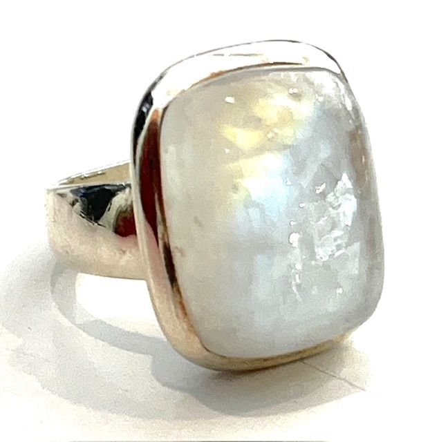 Ring, Moonstone, Rectangle, Sterling Silver