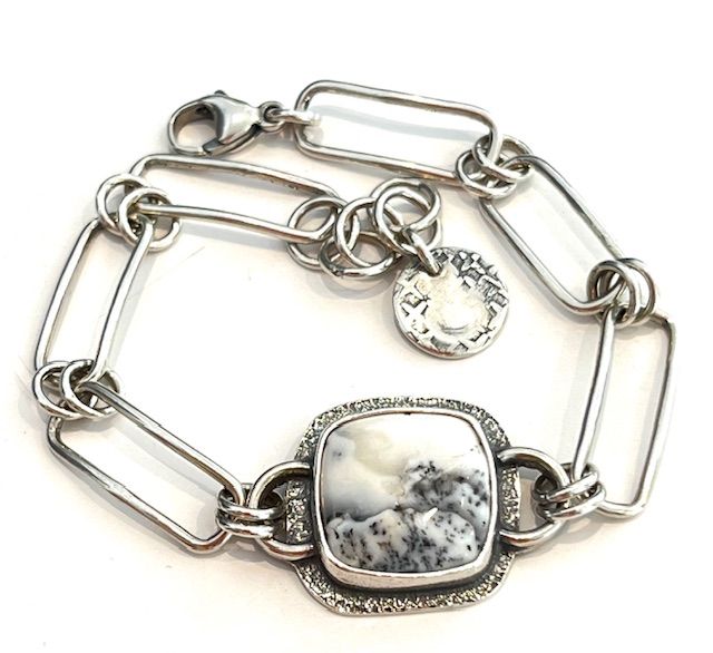 Bracelet, Dendritic Opal, Sterling Silver